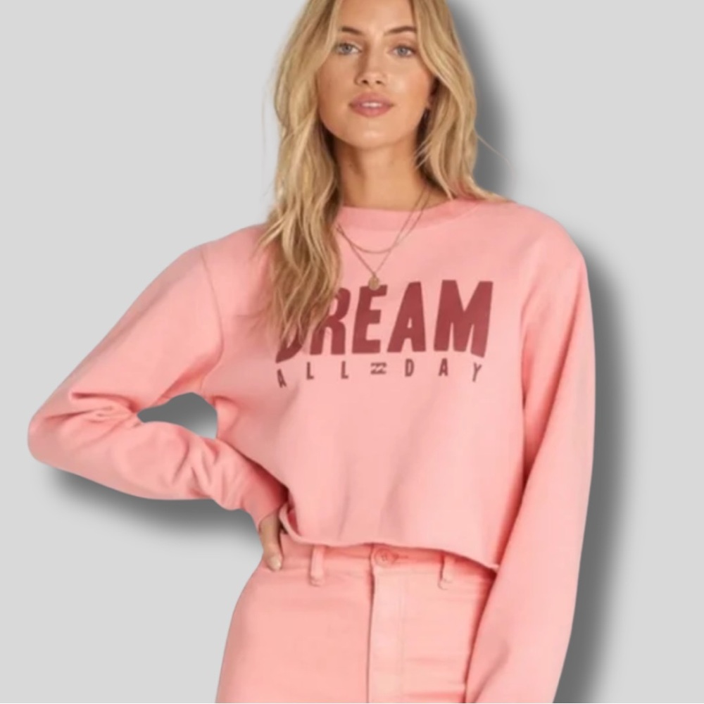 Billabong Pink Dream All Day Cropped Sweatshirt